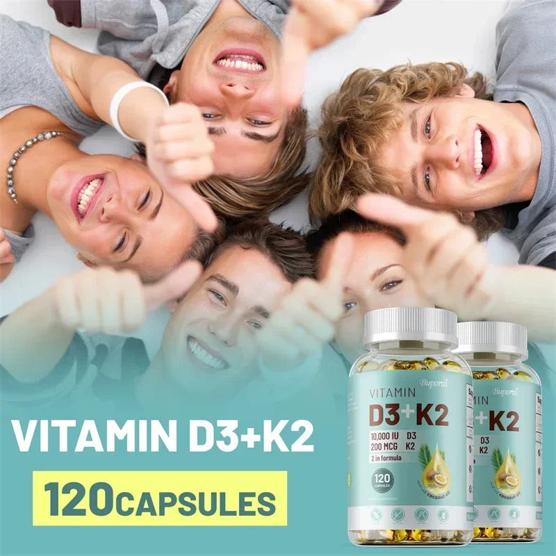 VITAMIN D3&K2 - Natural Ingredient Calcium, Bone, Teeth, Joint & Skin, Immune Support Supplement - 120 Capsules