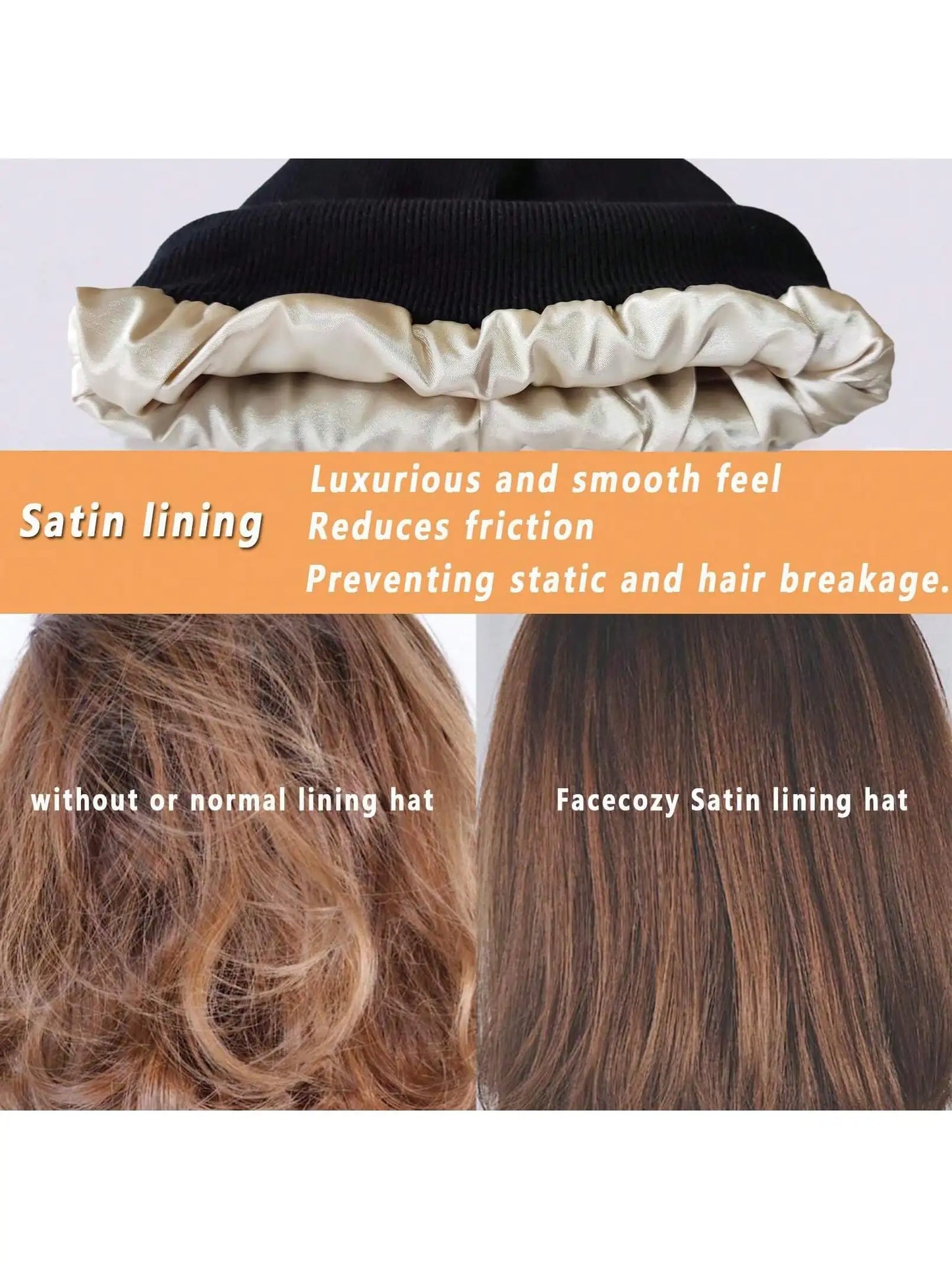 Unisex Satin Lined Beanies Hat for Women&Men Winter