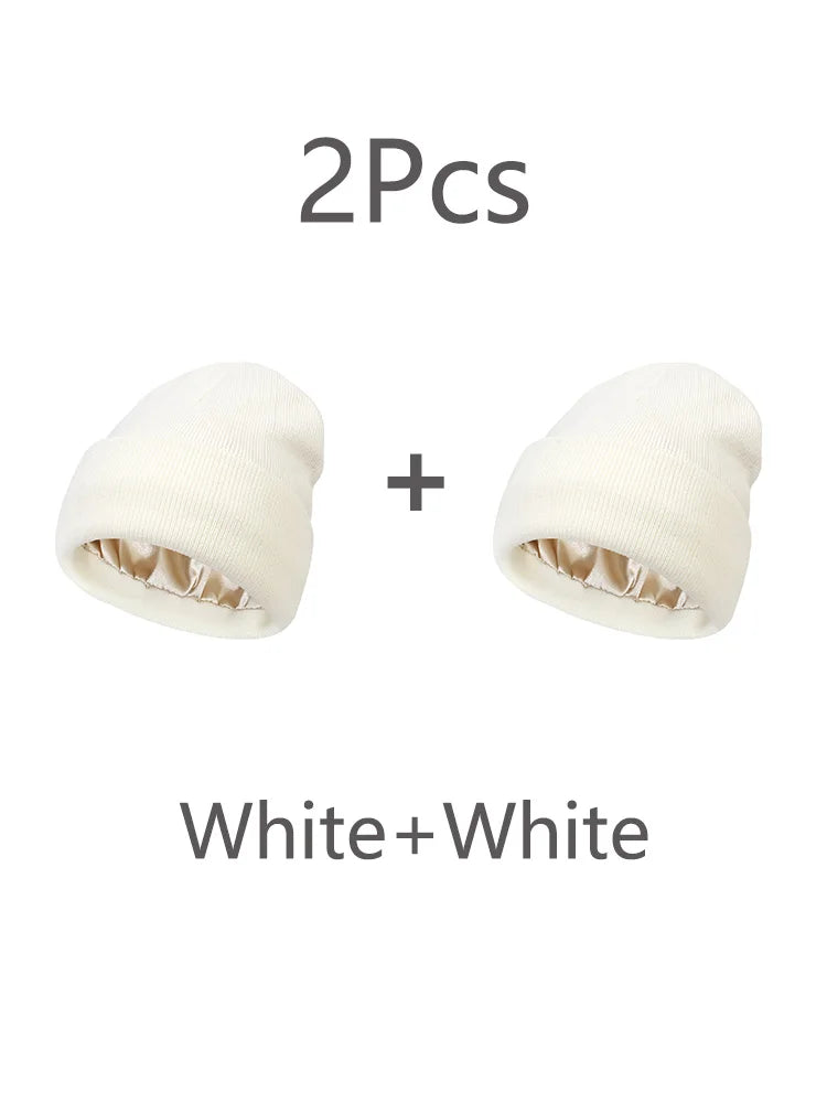 Unisex Satin Lined Beanies Hat for Women&Men Winter