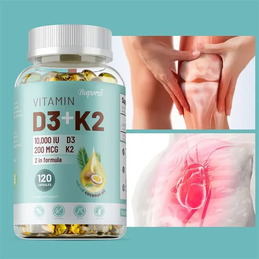 VITAMIN D3&K2 - Natural Ingredient Calcium, Bone, Teeth, Joint & Skin, Immune Support Supplement - 120 Capsules